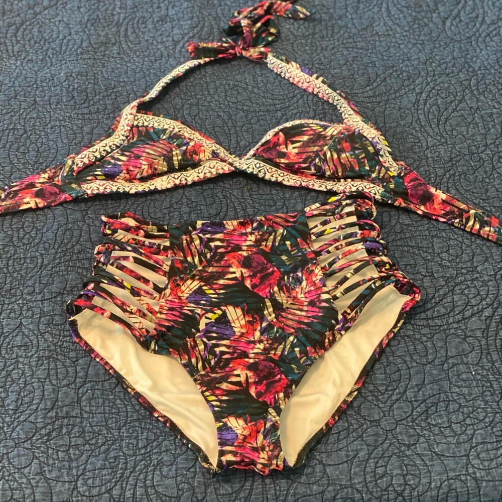 PINK high waist bikini set size L